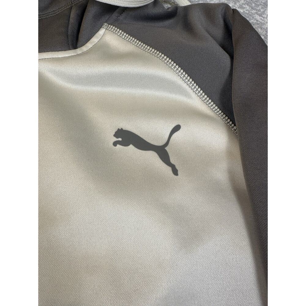 Puma Fade Pwr Fleece Pullover Hoodie Gray Cream Casual Outerwear Sz L